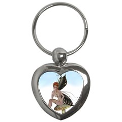 Fairy Sitting On A Mushroom Key Chain (heart) by goldenjackal