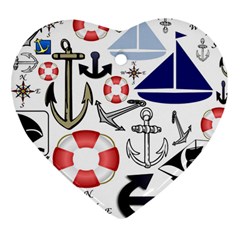 Nautical Collage Heart Ornament (two Sides) by StuffOrSomething