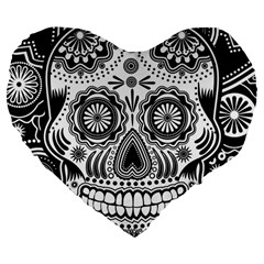 Sugar Skull 19  Premium Heart Shape Cushion by Ancello