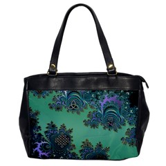 Celtic Symbolic Fractal Design In Green Oversize Office Handbag (one Side) by UROCKtheWorldDesign