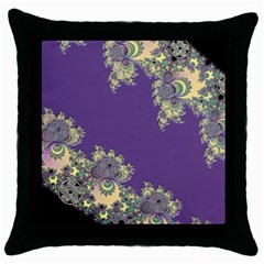 Purple Symbolic Fractal Black Throw Pillow Case by UROCKtheWorldDesign