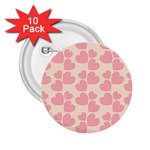 Cream And Salmon Hearts 2.25  Button (10 pack) Front