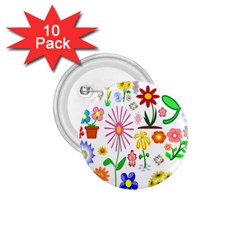 Summer Florals 1 75  Button (10 Pack)