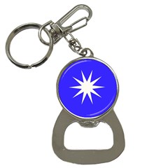 Deep Blue And White Star Bottle Opener Key Chain by Colorfulart23