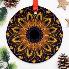 Yellow Purple Lotus Mandala Round Ornament by Zandiepants