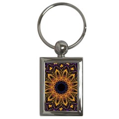 Yellow Purple Lotus Mandala Key Chain (rectangle) by Zandiepants