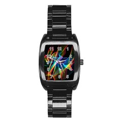 Aurora Ribbons, Abstract Rainbow Veils  Stainless Steel Barrel Watch by DianeClancy