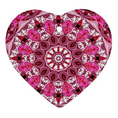 Twirling Pink, Abstract Candy Lace Jewels Mandala  Heart Ornament (two Sides) by DianeClancy