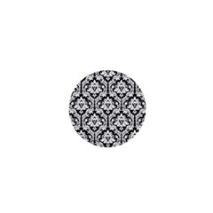 White On Black Damask 1  Mini Button Magnet