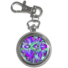 Violet Peacock Feathers, Abstract Crystal Mint Green Key Chain Watch by DianeClancy