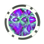 Violet Peacock Feathers, Abstract Crystal Mint Green Poker Chip Front