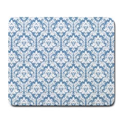 White On Light Blue Damask Large Mouse Pad (rectangle) by Zandiepants