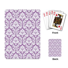 White On Lilac Damask Playing Cards Single Design by Zandiepants