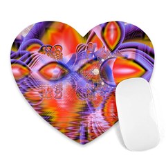 Crystal Star Dance, Abstract Purple Orange Mouse Pad (heart) by DianeClancy