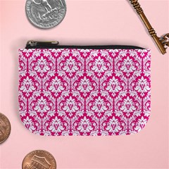 Hot Pink Damask Pattern Mini Coin Purse