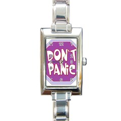 Purple Don t Panic Sign Rectangular Italian Charm Watch by FunWithFibro