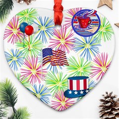 Patriot Fireworks Heart Ornament (two Sides)