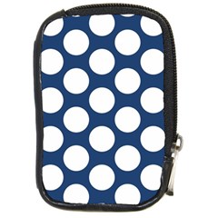 Dark Blue Polkadot Compact Camera Leather Case by Zandiepants