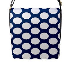 Dark Blue Polkadot Flap Closure Messenger Bag (large)