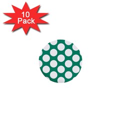 Emerald Green Polkadot 1  Mini Button (10 Pack) by Zandiepants