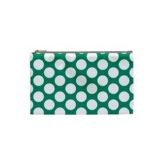 Emerald Green Polkadot Cosmetic Bag (small) by Zandiepants