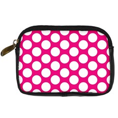 Pink Polkadot Digital Camera Leather Case by Zandiepants