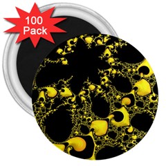 Special Fractal 04 Yellow 3  Button Magnet (100 Pack)