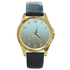 Blue Gold Gradient Round Leather Watch (gold Rim)  by zenandchic