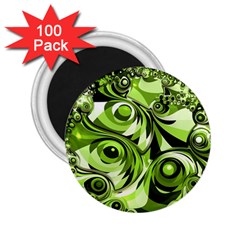 Retro Green Abstract 2 25  Button Magnet (100 Pack) by StuffOrSomething