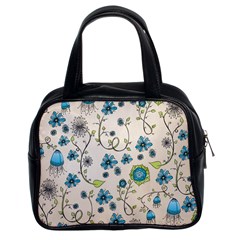 Whimsical Flowers Blue Classic Handbag (two Sides) by Zandiepants