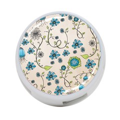 Whimsical Flowers Blue 4-port Usb Hub (two Sides)