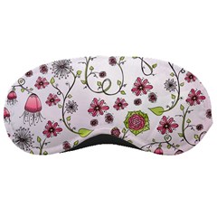 Pink Whimsical Flowers On Pink Sleeping Mask by Zandiepants