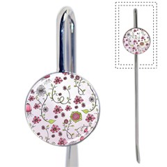 Pink Whimsical Flowers On Pink Bookmark by Zandiepants