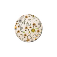 Yellow Whimsical Flowers  Golf Ball Marker 4 Pack