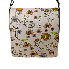 Yellow Whimsical Flowers  Flap Closure Messenger Bag (large) by Zandiepants