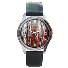 Swamp2 Filtered Round Leather Watch (silver Rim) by cgar