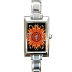 Flaming Sun Rectangular Italian Charm Watch Front