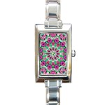 Flower Garden Rectangular Italian Charm Watch Front