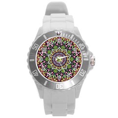 Psychedelic Leaves Mandala Plastic Sport Watch (large)