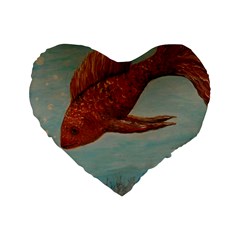 Gold Fish 16  Premium Heart Shape Cushion 