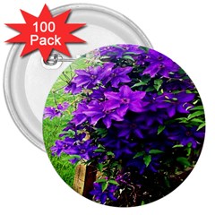 Purple Flowers 3  Button (100 Pack)