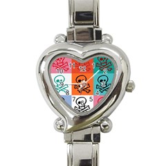 Skull Heart Italian Charm Watch 