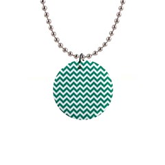 Emerald Green And White Zigzag Button Necklace