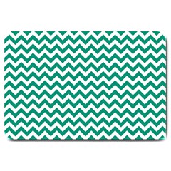 Emerald Green And White Zigzag Large Door Mat