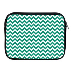 Emerald Green And White Zigzag Apple Ipad Zippered Sleeve by Zandiepants