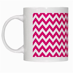 Hot Pink And White Zigzag White Coffee Mug