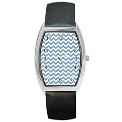 Blue And White Zigzag Tonneau Leather Watch