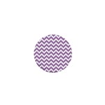 Lilac And White Zigzag 1  Mini Button Front