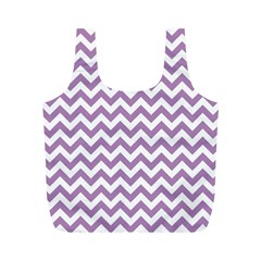 Lilac And White Zigzag Reusable Bag (m) by Zandiepants