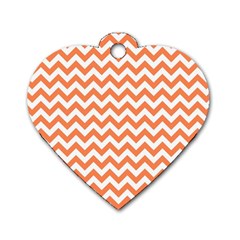 Orange And White Zigzag Dog Tag Heart (two Sided)